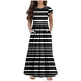 thumbnail image 2 of Spazoro Kids Girls Dresses, Striped Round Neck Fashion Short Sleeve Princess Dress for Child Girls Black Size 11-12T, 2 of 7