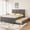 Gray, variant on Harper & Bright Designs Queen Upholstered Platform Bed with Twin XL Size Trundle, Queen Size Linen Platform Bed Frame with Brick Pattern Headboard for Bedroom, Beige