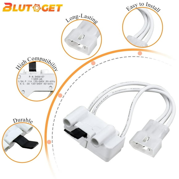 3406107 AP6008561 Dryer Door Switch Upgraded - Fit for Whirlpool Kenmore Maytag Dryers -OEM W10240949 Cold Water Inlet Valve W10240948 Hot Water Inlet Walve - Compatible for Whirlpool Ken-More Washer