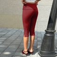 thumbnail image 7 of Women's Capri Leggings with Fold-over Waistband, Sexy Slim Fit Yoga Pants, Stretchy Ruched Workout Trousers for Gym and Running, 7 of 7