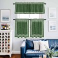 thumbnail image 2 of Green Retro Greek Key Kitchen Curtains Sets for Windows 24 Inch Length, Geometric Greece Ancient Rustic Rod Pocket Window Treatments Tier Curtains and Valances Set for Bedroom/Bathroom, 2 of 8