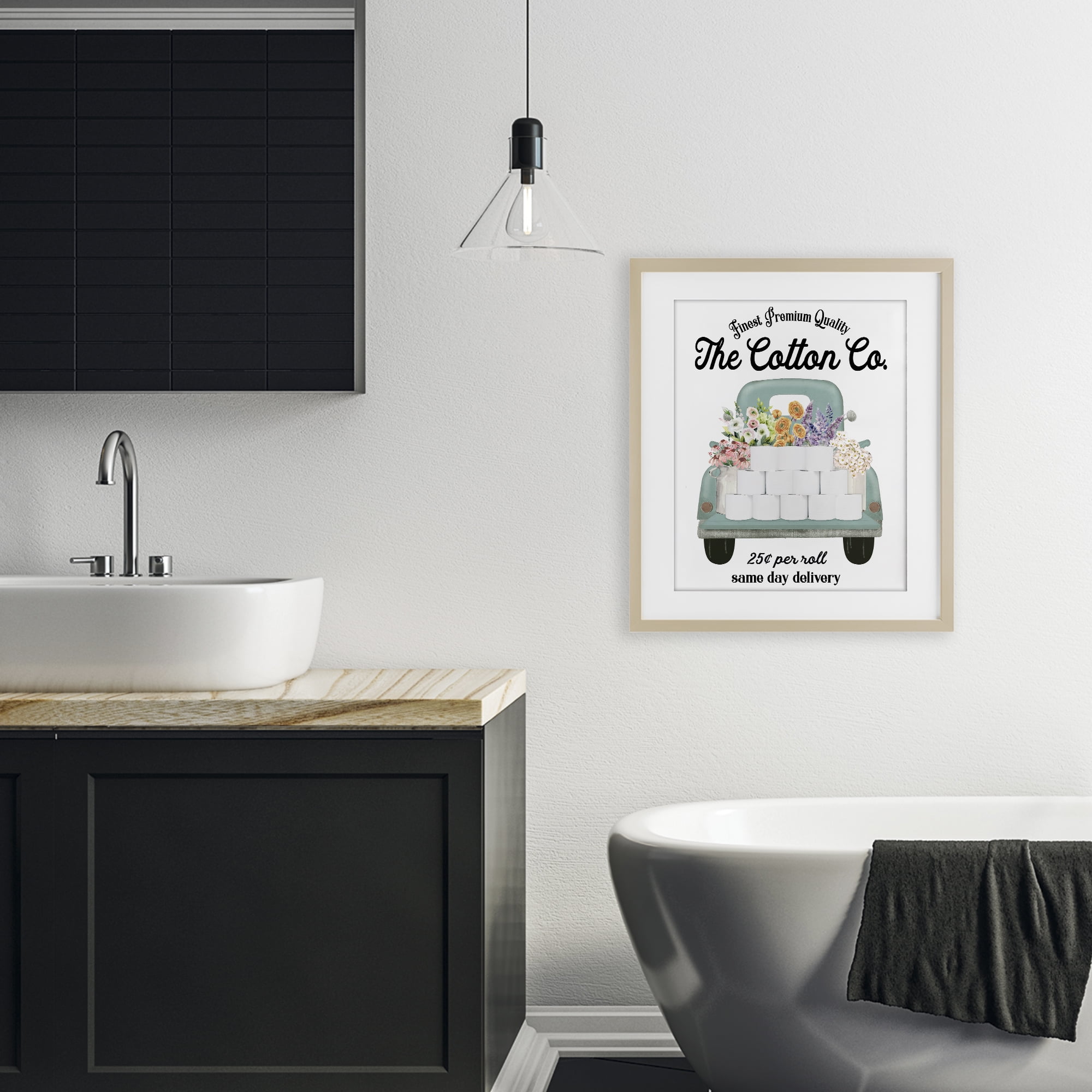 Toilet Paper Delivery Truck Birch Framed Print Under Glass, design by Lettered and Lined