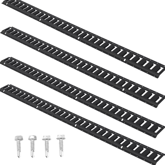KFFKFF E Track Fastening Rail Set, 5' Metal Tracks, Set of 4, Safely Secures Cargo & Weighty Items Up to 2000 lbs, Robust Etrack Rails Including Screws for Motorcycle Fastenings, ATV Installations