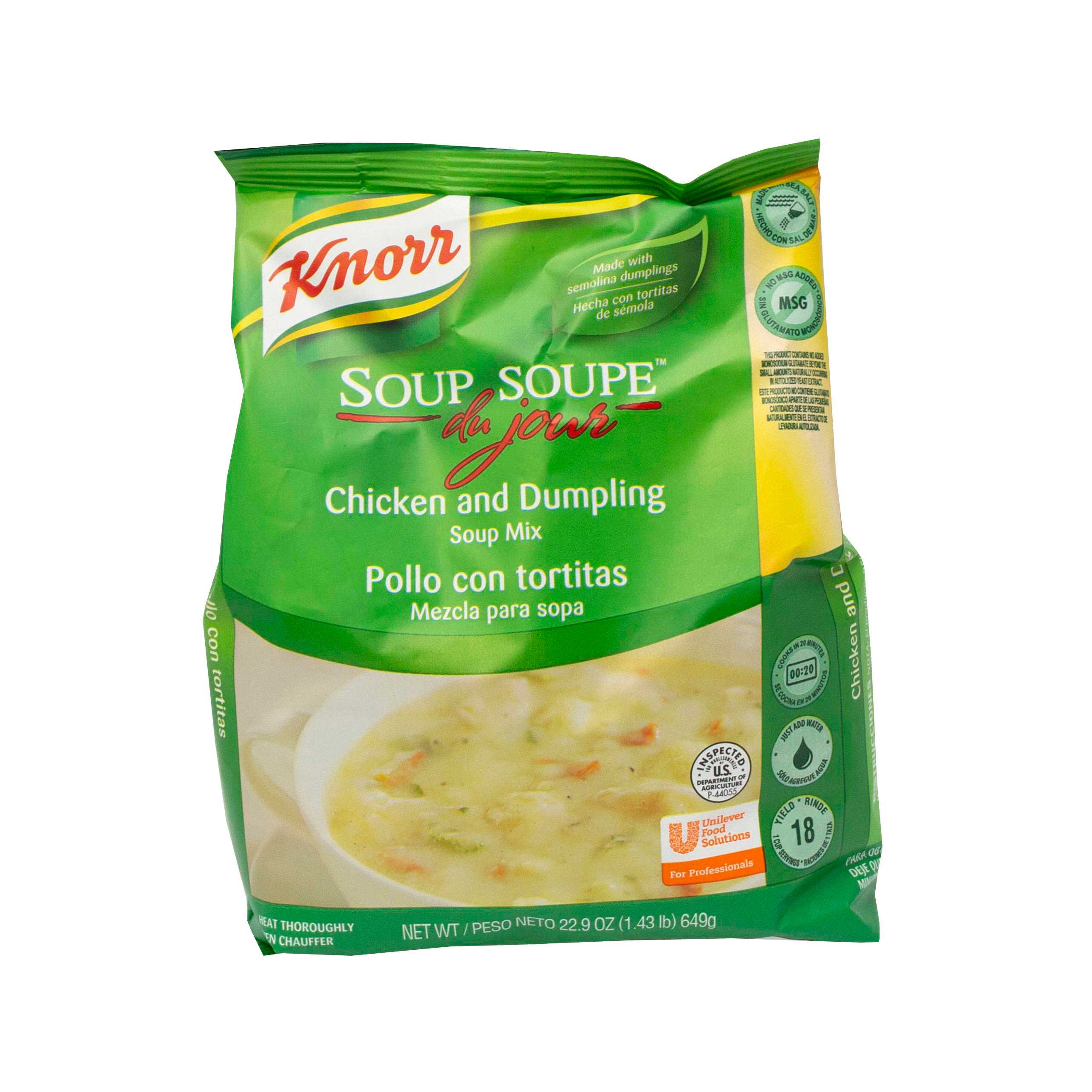 Single Knorr Professional Soup du Jour Chicken and Dumpling Soup Mix
