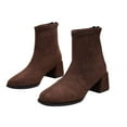 thumbnail image 4 of Wowcloth Women's Winter Suede Ankle Boots – Retro Block Heel with Rear Zipper for Fashionable Everyday Winter Wear, 4 of 9