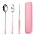 thumbnail image 1 of XmhyTop Juego de cubiertos de 4 piezas de acero inoxidable, juego de cubiertos para servir de calidad alimentaria, juego de vajilla y utensilios para comer, rosa plateado, 1 of 5