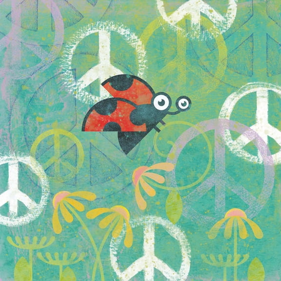 "Peace Sign Ladybugs IV" Painting Print on Wrapped Canvas