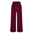 thumbnail image 6 of Feancey Womens Linen Dress Pants Summer High Waist Straight Leg Pants Business Casual Loose Palazzo Trousers with Pockets Red L, 6 of 7