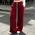 thumbnail image 2 of Trousers Pants for Women Plus Size Wide Leg Pants with Pockets Elastic Waist Loose Long Pants Casual Lounge Workout Jogger, 2 of 8