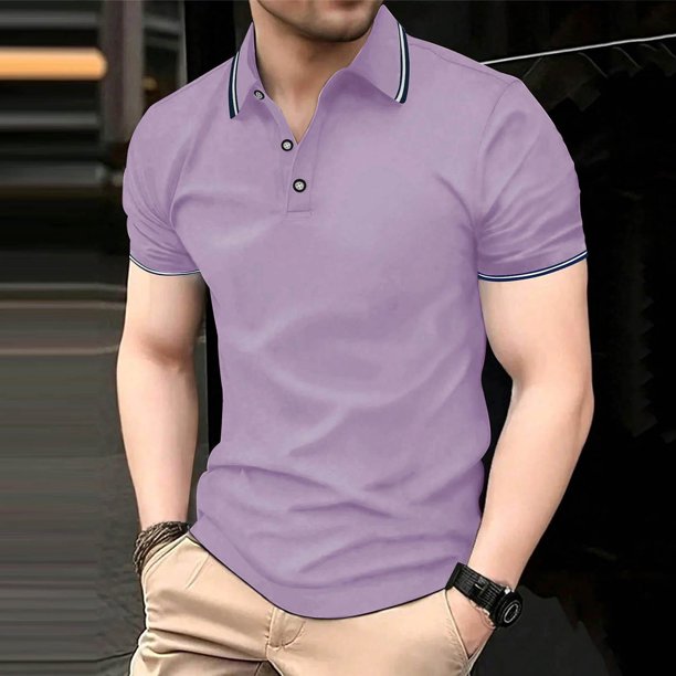 pstuiky Camisas casuales de manga corta para hombre, Camisa informal de manga corta con cuello vuelto y botones para hombre, color liso, con bolsillos ropa de hombre s
