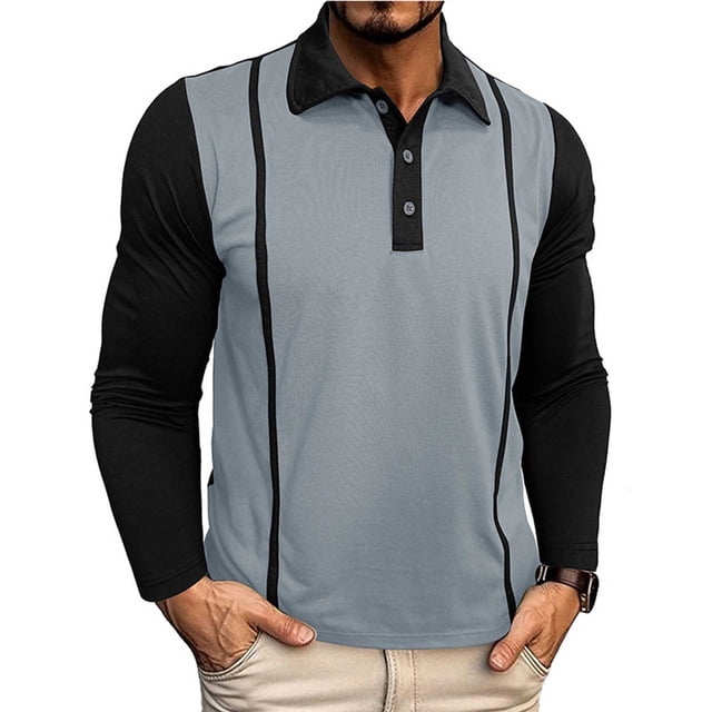 pstuiky Camisas casuales de manga larga para hombre, Blusas casuales de moda para hombre, de color liso, con botones, bolsillos, manga larga y cuello redondo Tops de hombre xl