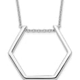 thumbnail image 1 of Sterling Silver Rhodium-Plated Hexagon Necklace Made In China qg4429-18, 1 of 5