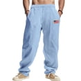 thumbnail image 2 of Ankishi Mens Linen Pants US Flag Print Summer Beach Pants Loose Fit Elastic Waist Drawstring Slacks for Travel Workout, 2 of 7