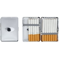 Set of 2 Compact Metal-Plated King Size Cigarette Case With Elastic Bands (Silver Oval)