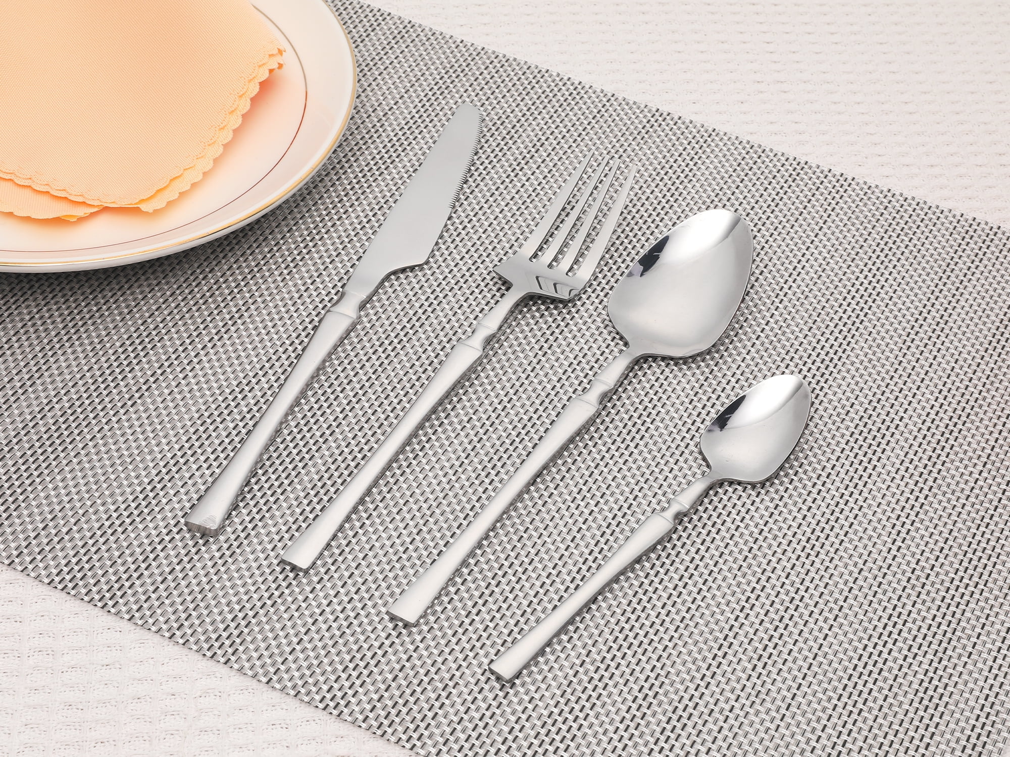 Unique Bargains Stainless Steel Silverware Set with Spoons and Forks Silver 4 Pcs