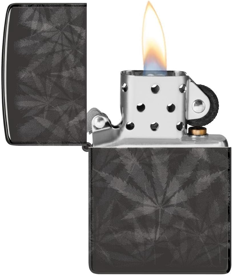 Zippo Lighter - Customized Message on Leaf , Photo 360 - High Polish Black 48924