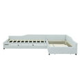 thumbnail image 6 of Euroco Modern Upholstered L-Shaped Twin Daybed with Drawer and Trundle, Three Beds in One for Kids, Beige, 6 of 10