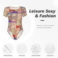 thumbnail image 6 of Balery Women'Scute Lamas Crew Neck Round Neck Short Sleeves Slim Fit Casual Basic Extender Bodysuit Daily Jumpsuit T Shirts-Xx-Large, 6 of 9