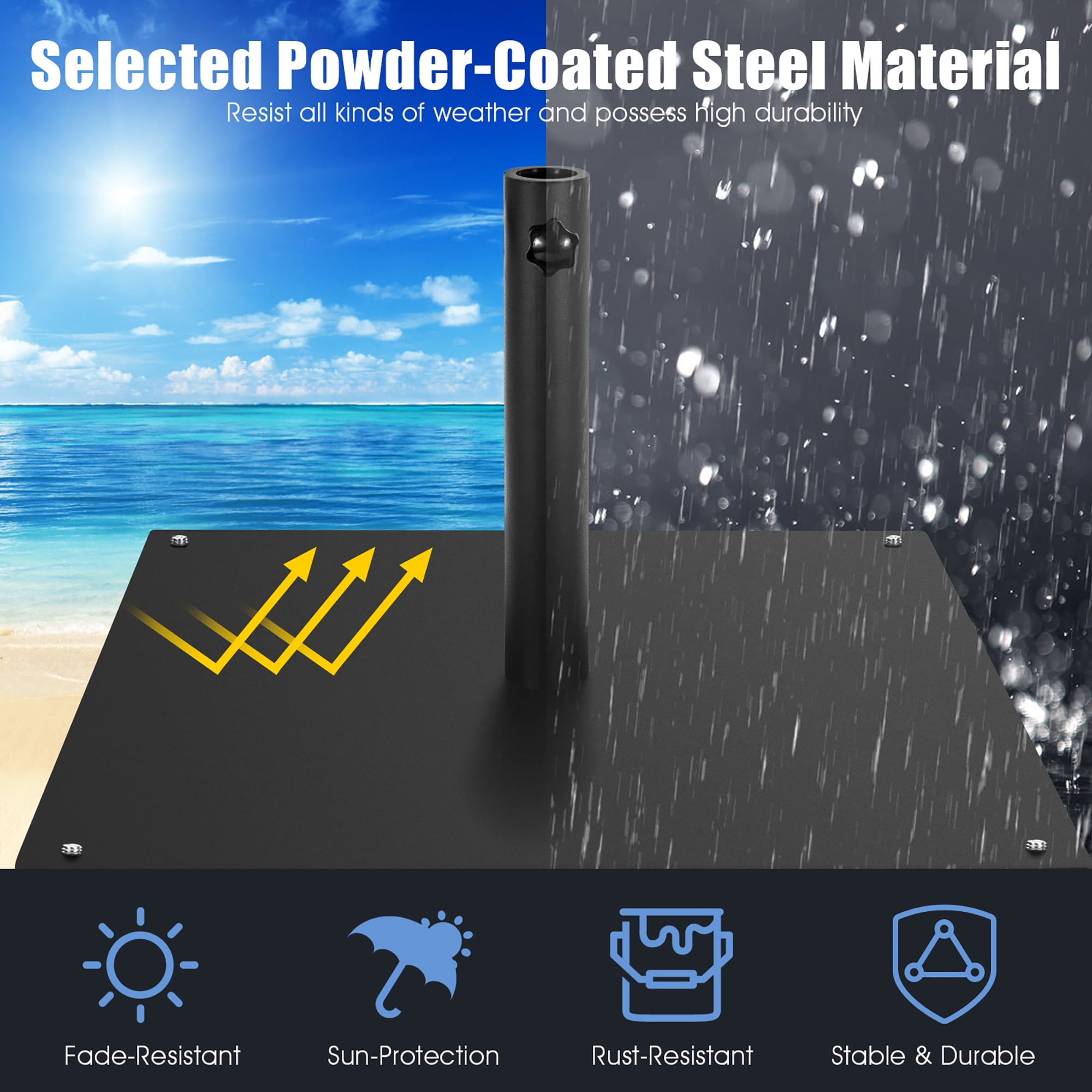 Costway 20'' Square Patio Umbrella Base Weighted 35 LBS Outdoor Market Stand Footpads