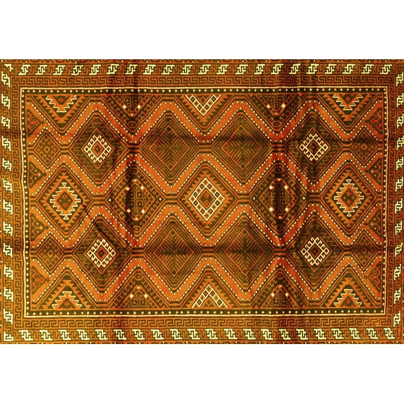 Ahgly Company Indoor Rectangle Persian Yellow Traditional Area Rugs, 6' x 9'