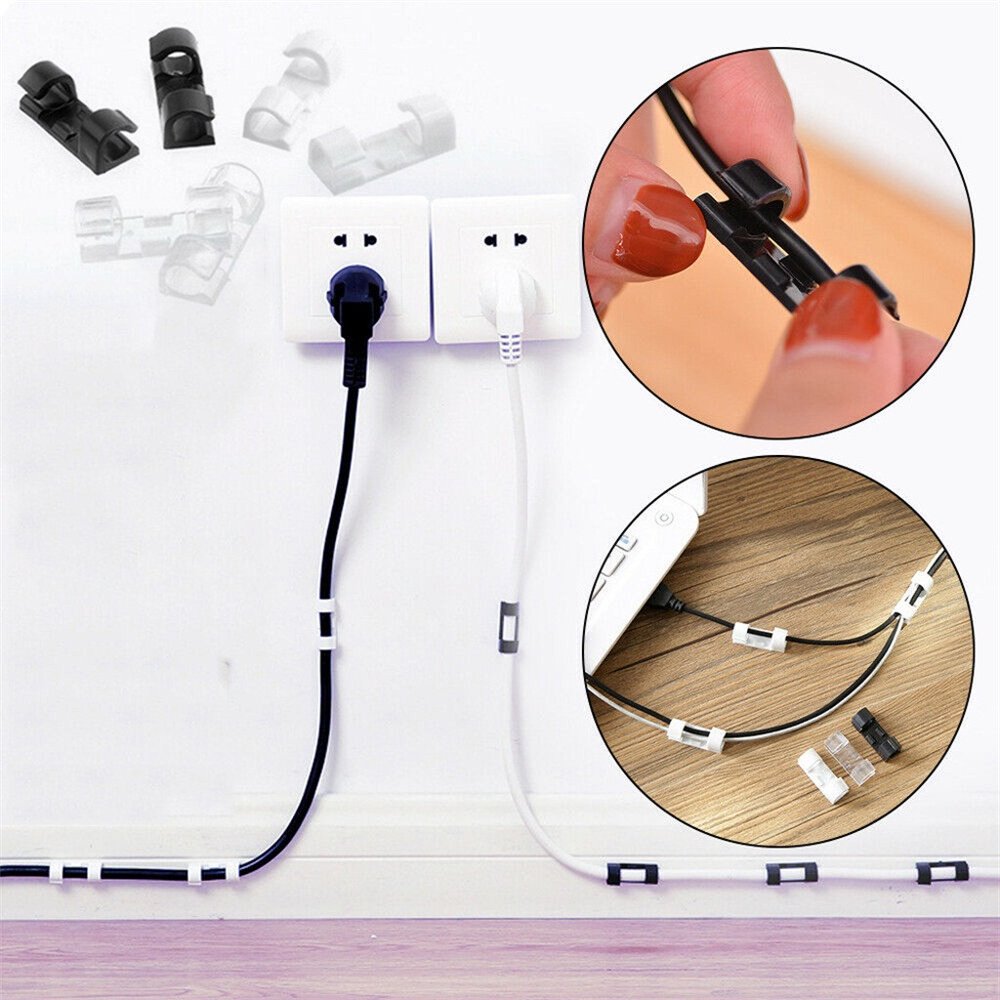 16pcs SelfAdhesive Cable Clips Organizer Drop Wire Holder Cord