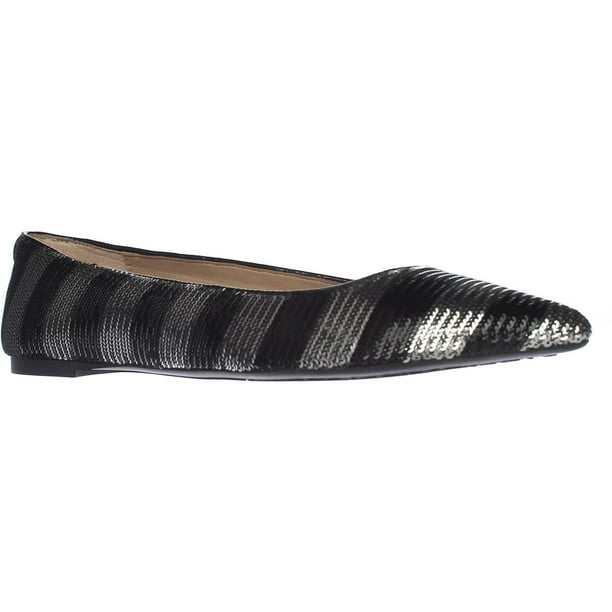 MICHAEL Michael Kors Arianna Pointed-Toe Flats - Black/Silver Stripe - Walmart.com