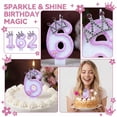 thumbnail image 3 of Daisy Crown Number Candle, Purple & Silver Glitter Number 6 Birthday Candle With Rhinestone Crown & Daisy, Cake Topper for Princess Birthday Party Decorations, Crown O Number 6, 3 of 6