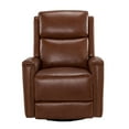 thumbnail image 6 of Genuine Leather Swivel Rocker Recliner Chair Push Back Theater Armchair Nailhead Trims Home Bedroom Brown, 6 of 10