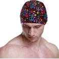 thumbnail image 2 of FYBTO Swimming Cap Peace Sign Flowers Hearts Love Unisex Adult FYBTO Polyester, 2 of 4