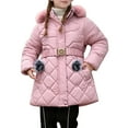 thumbnail image 3 of Shadoumai Winter Coats for Girls Windproof Hooded Butterfly Pattern Jackets with Belt Winter Warm Thick Down Jacket, 3 of 9