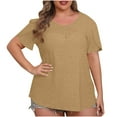 thumbnail image 3 of Blusas para mujer,Blusa de talla grande para mujer, manga corta, cuello redondo, poliéster, ropa informal para el hogar, sopatenor, 3 of 8