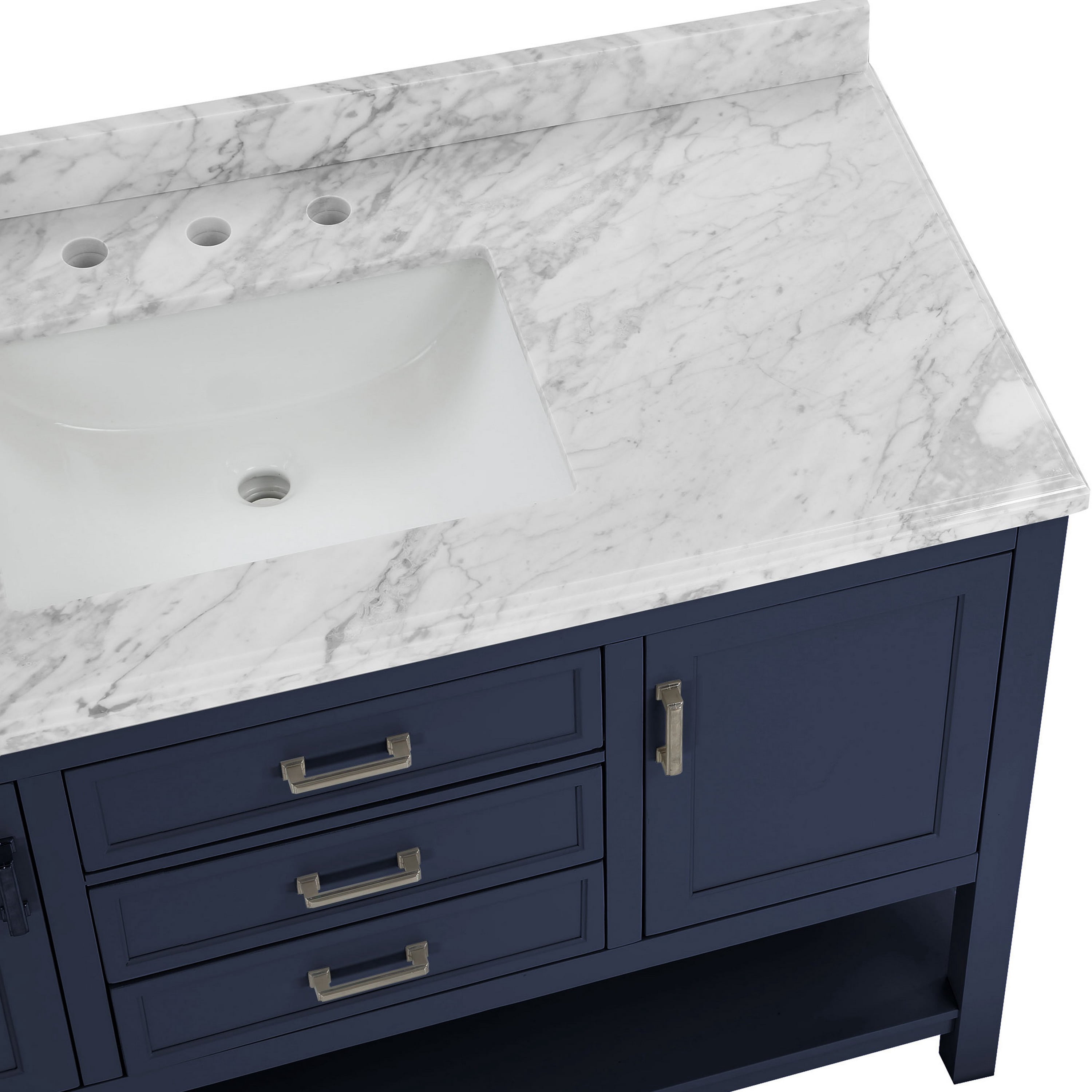 Furniture of America Freya 49" Blue Single Bathroom Vanity with White Marble Top and Undermount Sink