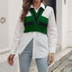 thumbnail image 5 of Gibobby Rayas con cuello en V para mujer en el exterior con un suéter con un chaleco de cuello supercorto(Verde,M), 5 of 5