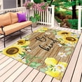 thumbnail image 4 of Outdoor Rug 3x5 ft Sunflower Bee Kind Outdoor Large Area Rug Non Slip Watercolor Floral Green Leaves Brown Wood Front Door Mat RV Rug Carpet Patio Outdoor Rugs for Backyard Balcony Deck Porch Indoor, 4 of 9