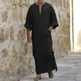 thumbnail image 5 of Mens Kaftan Thobe Casual Long Sleeve Long Gown Shirt Button Down Collar Clothes Thobe, 5 of 5