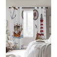 thumbnail image 2 of Nautical Lighthouses Blackout Curtains for Bedroom, Thermal Insulated Drapes, Ocean Ship Anchors Seashells Birds Black Out Curtains 63 Inch Long Room Darkening Kitchen Curtains 42"x63" 2 Panels, 2 of 8