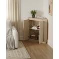 thumbnail image 6 of Corner Storage Cabinet, Small Corner Floor Cabinet with 2 Doors and 2-Tier Shelves, Modern Wooden Narrow Storage Organizer for Living Room, Kitchen, Pantry, Bathroom, Brown, 6 of 7