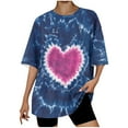 thumbnail image 2 of Lydiaunistar Hauts d'Été pour Femmes T-Shirt Décontracté à Imprimé Dégradé, Col Rond Épaule Tombante Manches Courtes, Mélange de Polyester Extensible pour Usage Quotidien et Fêtes, 2 of 4