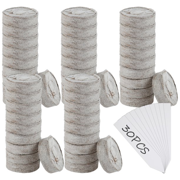 Muyoka 50 piezas de fibra de coco comprimida para macetas de suelo en expansión de pellets orgánicos para interior, kit de inicio de semillas para plantar bonsái, hierbas, plantas, flores y verduras Muyoka Hogar