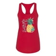 thumbnail image 2 of Wild Bobby, Pineapple Stand Tall Wear Crown And Stay Sweet Inside Arty Inspirational Pop Culture Ladies Racerback Tank Top, Red, X-Large, 2 of 3
