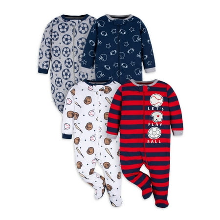 

Gerber Baby Boy Sleep n Play Footed Pajamas 4-Pack (0/3 Months - 6/9 Months)