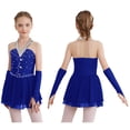 thumbnail image 3 of Vestido de baile lírico de Ballet brillante para niñas, guantes sin dedos, calzoncillos incorporados, Ropa de baile latino Cha-cha, 3 of 5