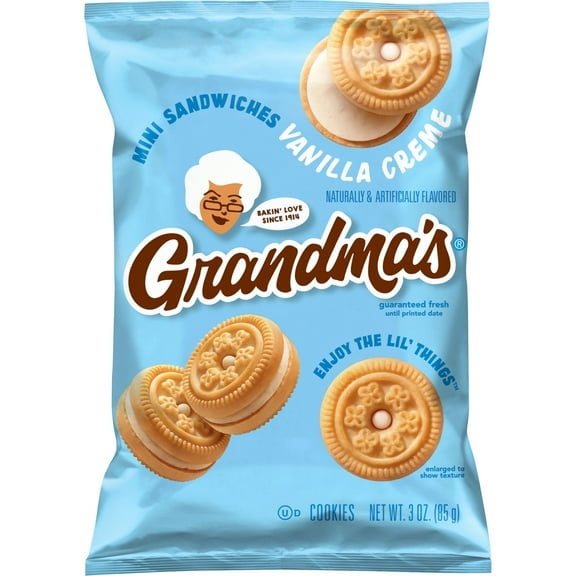 Grandma’s Cookies, Sandwich Cremes Vanilla Flavored Cookies, 3oz Cookie Pack, (1 Count Single Pack)