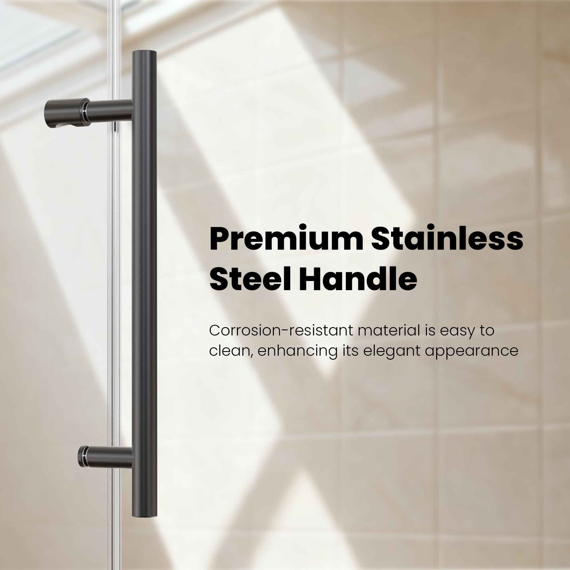 Leumius 56"-60"W X 60"H FramelessSingle Sliding Shower Door -5/16" (8mm) Clear TemperedGlass,Bypass Design,Matte Black