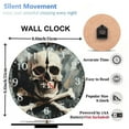 thumbnail image 2 of 10-Inch Silent Wooden Wall Clock, " Skull Clock Crossbones Painted Texture "  Silent Non-Ticking Clock, Battery Operated (AA Batteries Not Included), Artistic Home Decor, 2 of 8