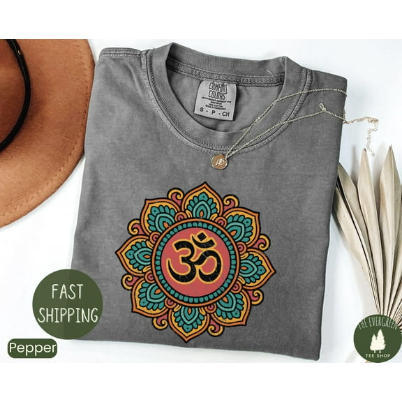 Velto Bohemian OM Yoga Meditation Spiritual Mindfulness Festival T-Shirt Graphic, Full Size S-5XL