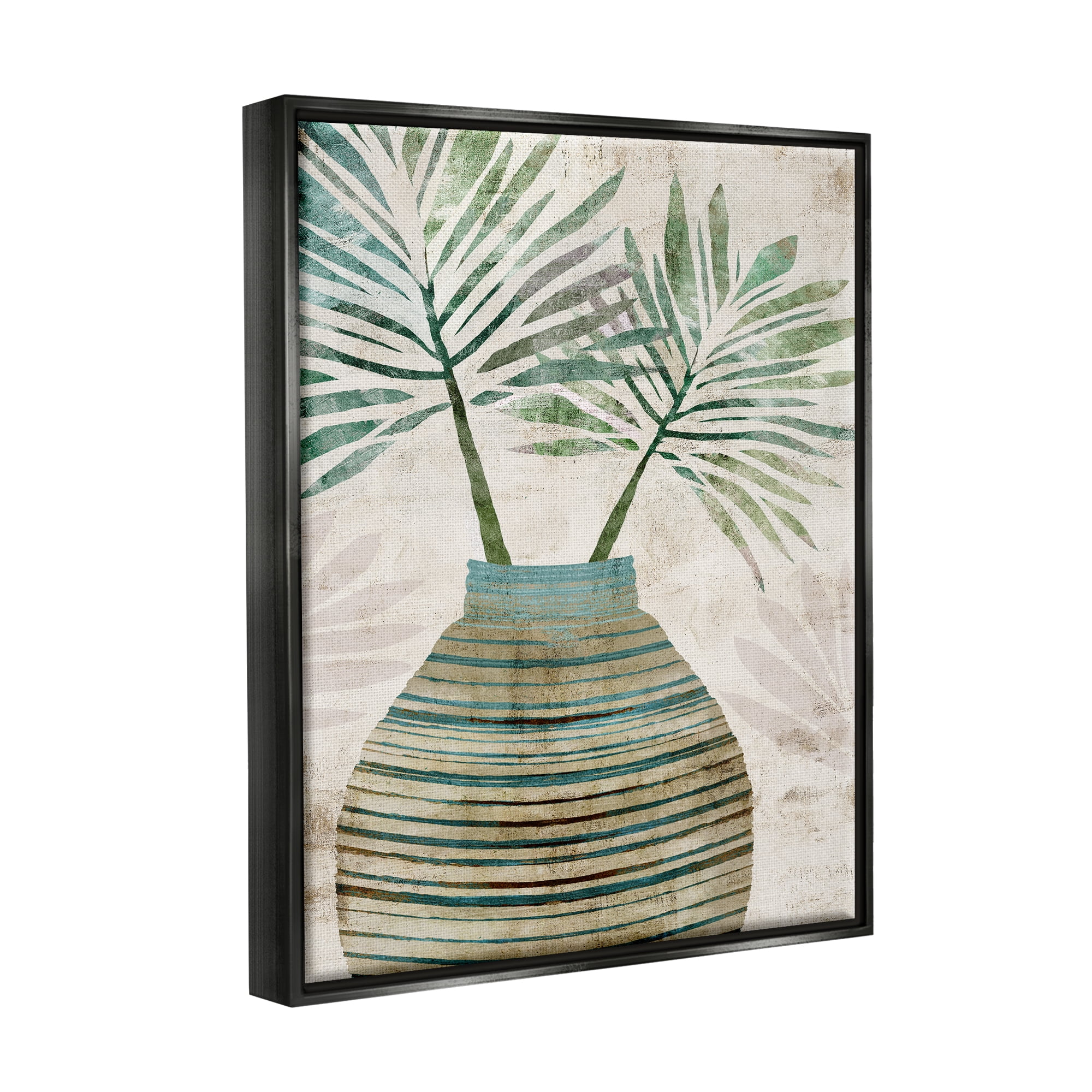 Stupell Industries Rustic Boho Botanicals Botanical & Floral Painting Black Floater Framed Canvas Art Print Wall Art, 17 x 21