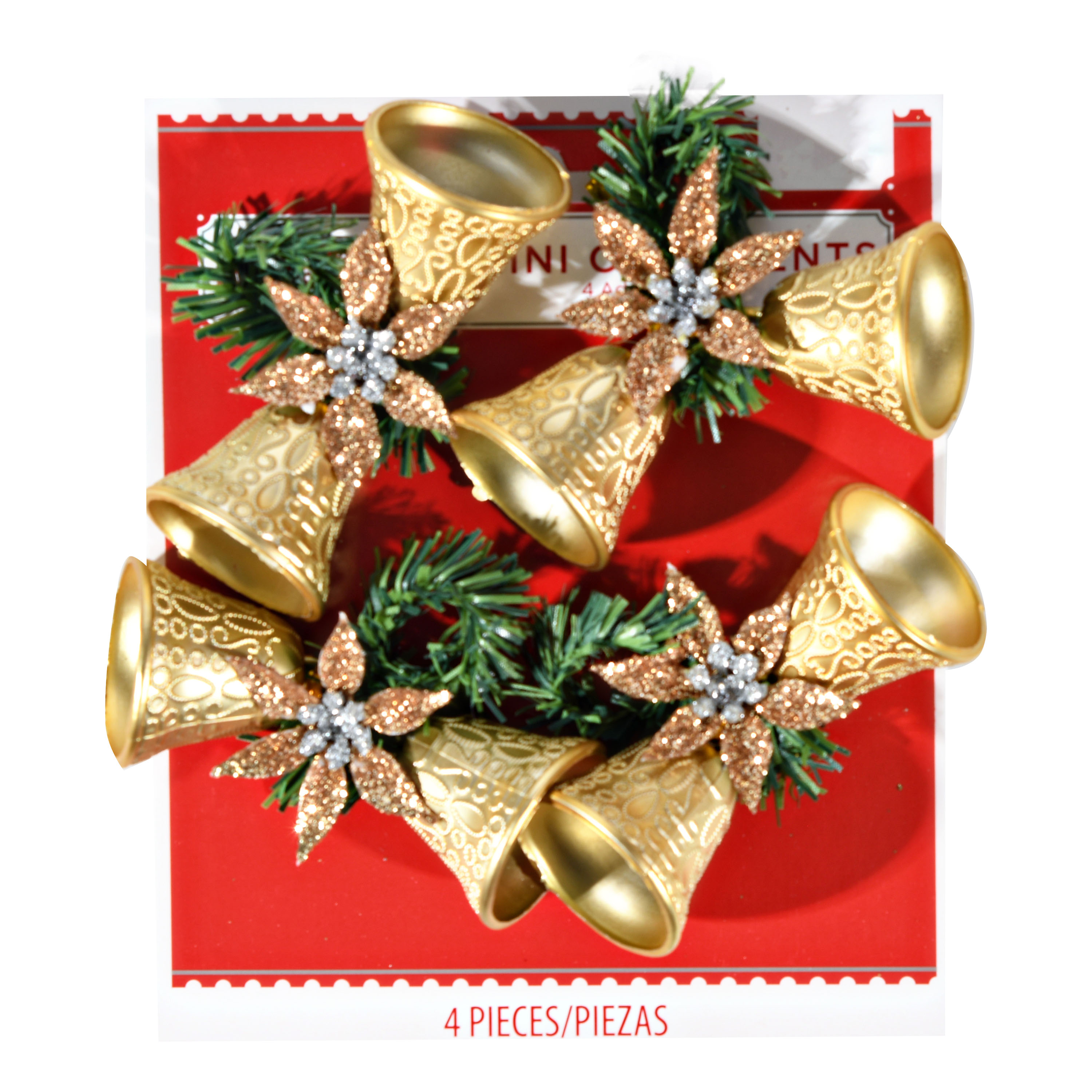 Holiday Time 4ct Gold Double Bell Ornament Walmart Com Walmart Com