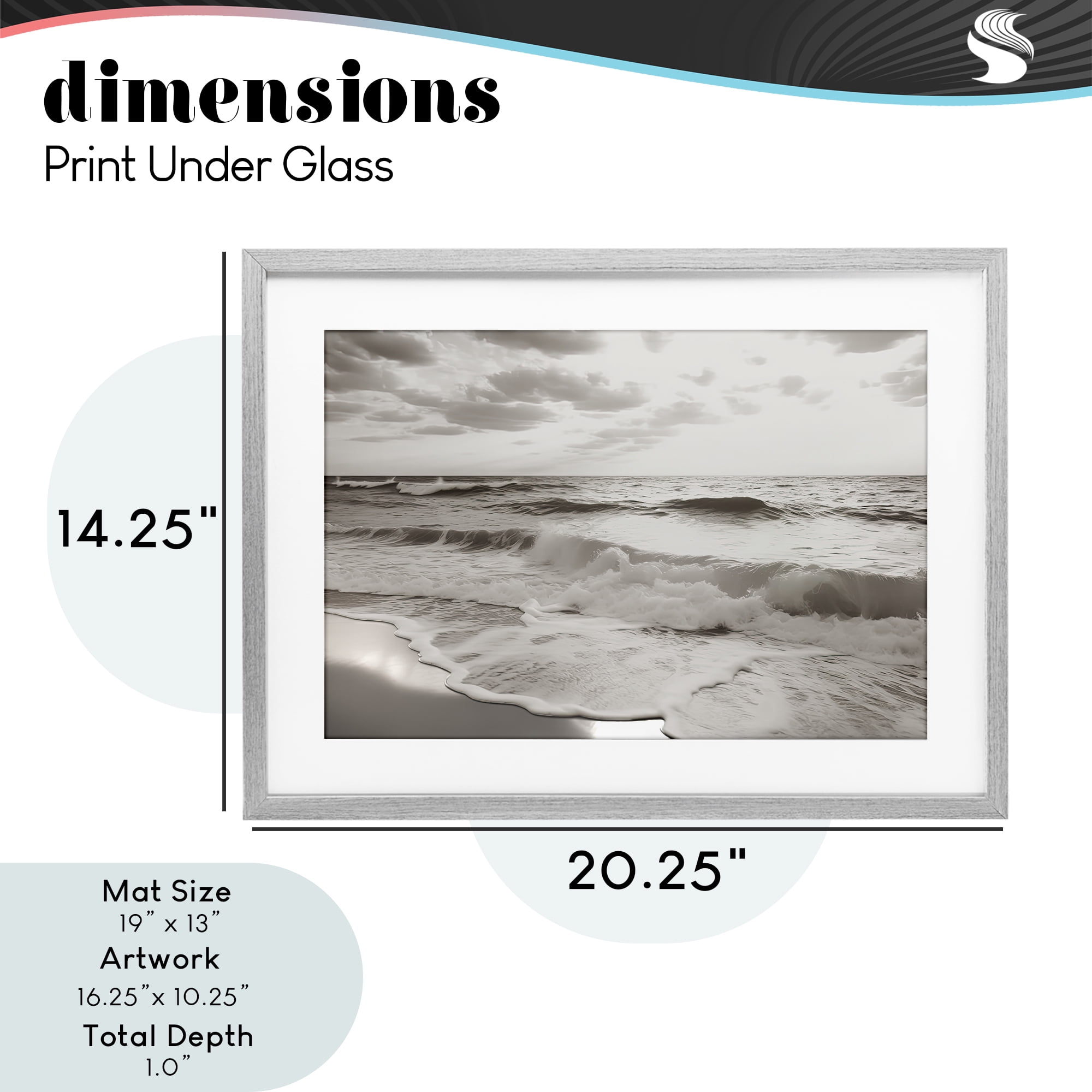 Beach View Reverie Gray Framed Print Under Glass, design by Decent Exposures