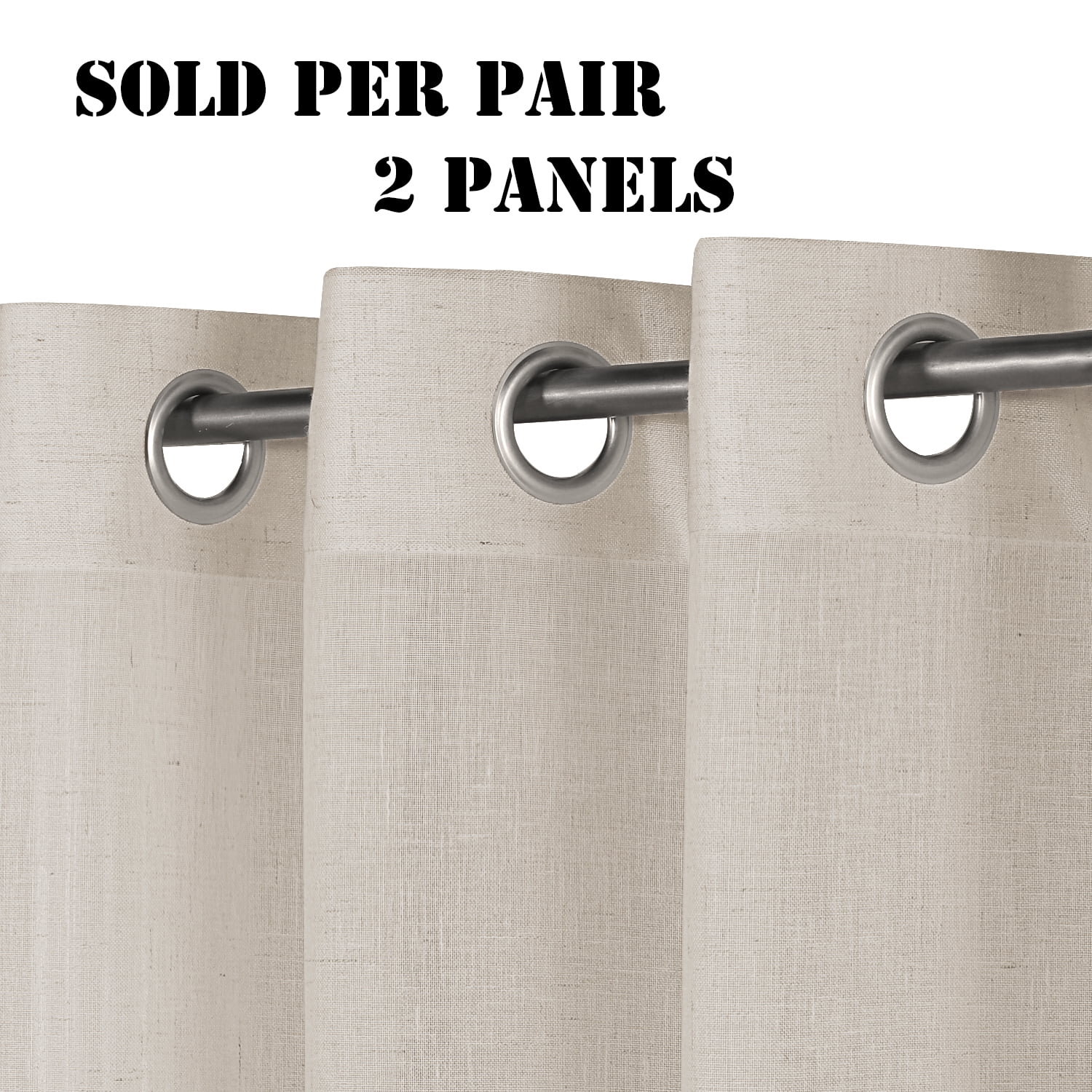 H.VERSAILTEX Linen Sheer Curtains 2 Panel Sets 72 Inch Length- Semi Transparent Privacy Sheer Vertical Curtains & Drapes for Villa/Cottage, Angora, 52 x 72 Inch